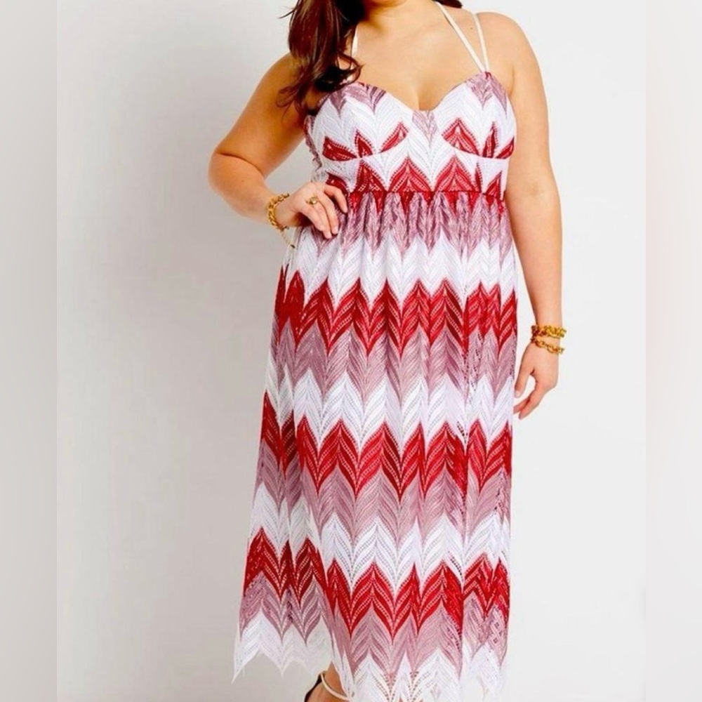 Women’s Red & White Midi Dress